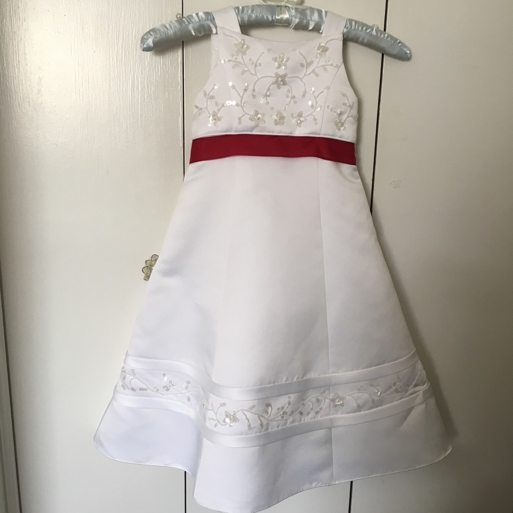 2t little girls Easter dress white w sequins